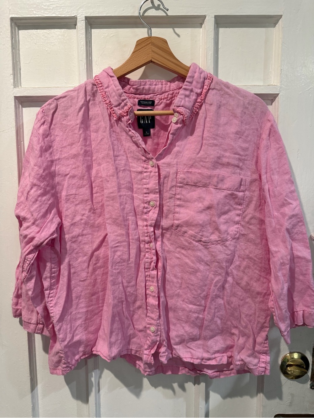 GAP Pink Linen Boyfriend Shirt